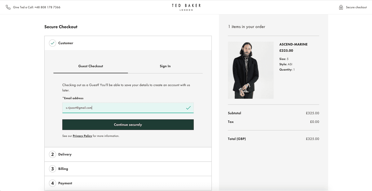 Ted Baker Checkout 